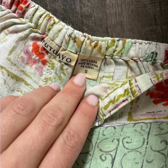 Colorful Patterned Linen Pants - Picture 3 of 4